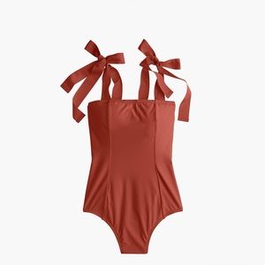J. Crew Grosgrain Tie-Shoulder One-Piece Swimsuit